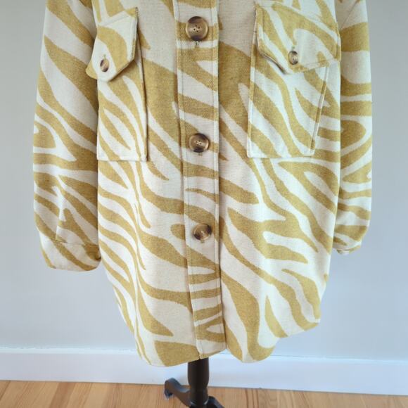 Scoop NYC Gold White Zebra Print Wool Blend Shacket Size XL - Picture 3 of 12